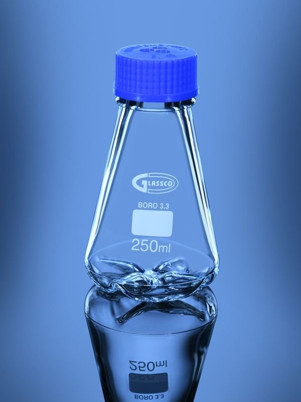 Flask Culture Baffled Membrane Screw cap New