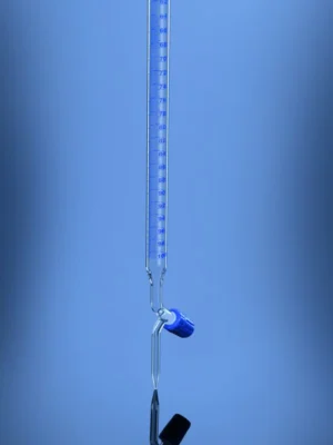 Burettes with PTFE needle valve stopcock in Schellbach stripe