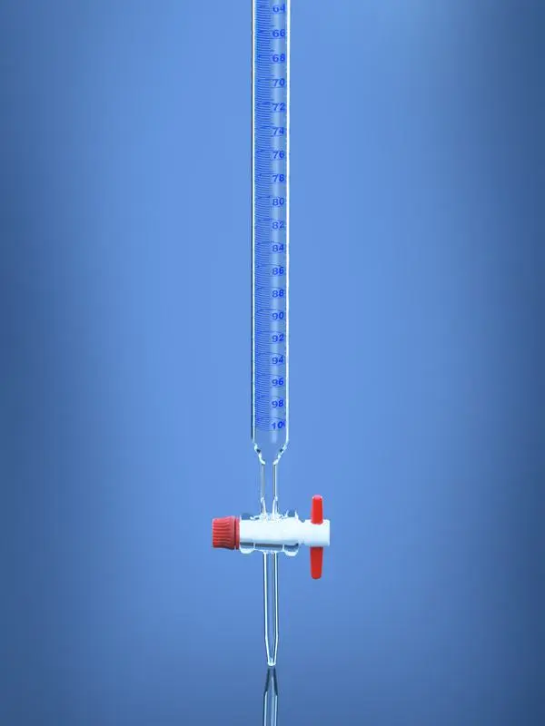 Burettes with PTFE key stopcock in Schellbach stripe Class AS