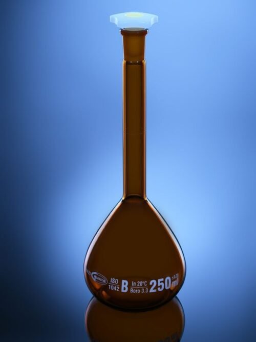 Volumetric Flasks Amber Glass Class-B With PE Stopper ISO