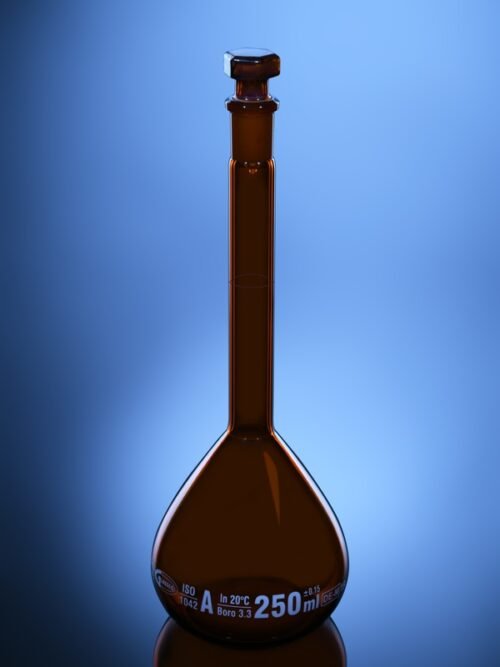 Amber Volumetric Flask Class A with Glass stopper