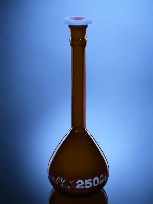 Amber Volumetric Flask PE Stopper ASTM