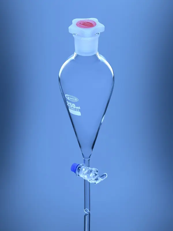 Separating Funnel Squibb shape with Solid Glass Stopcock