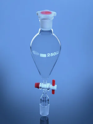 Separating Funnel Pear shape with stem inside cone PTFE Stopcock