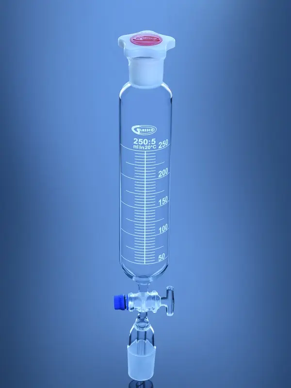 Dropping Funnel Cylindrical with stem inside cone Solid Glass Stopcock