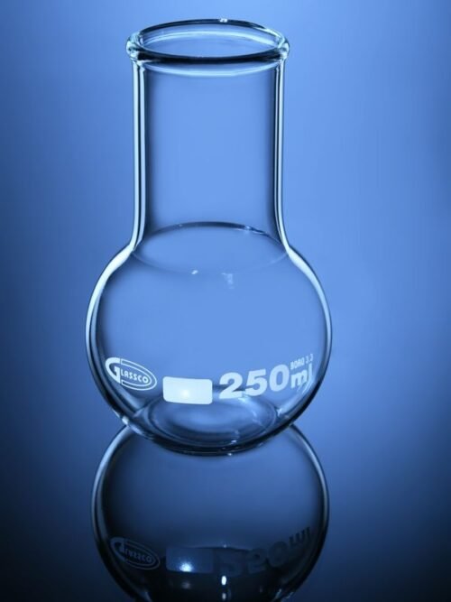 Borosilicate glass round bottom flask (Florence flask) for chemistry lab