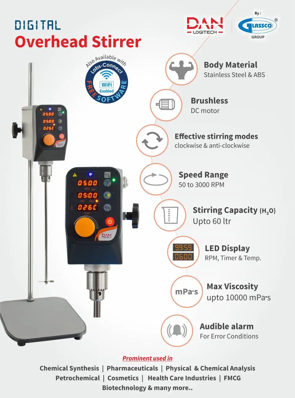 Glassco Digital Overhead Stirrer