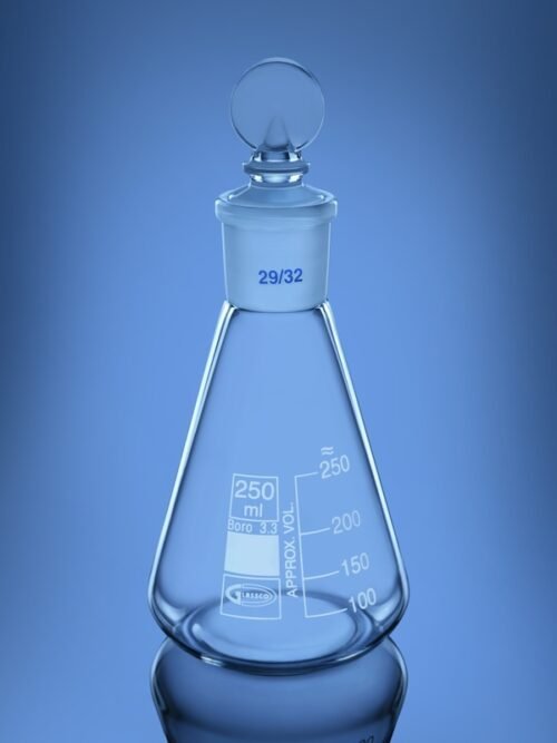 Flask Conical Ground Joint Penny head glass stopper