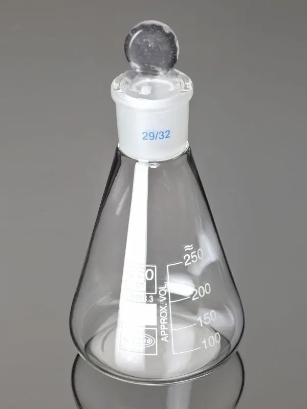 Flask Conical Ground Joint Penny head glass stopper