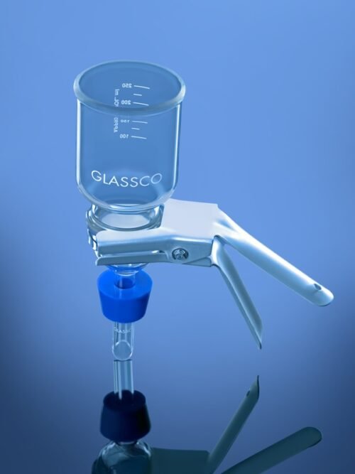 Glass filter holder with stainless steel screen 47mm