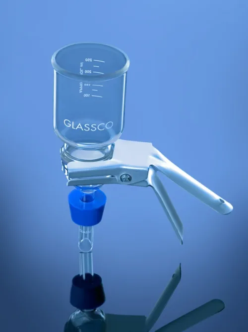 Glass filter holder with stainless steel screen 47mm