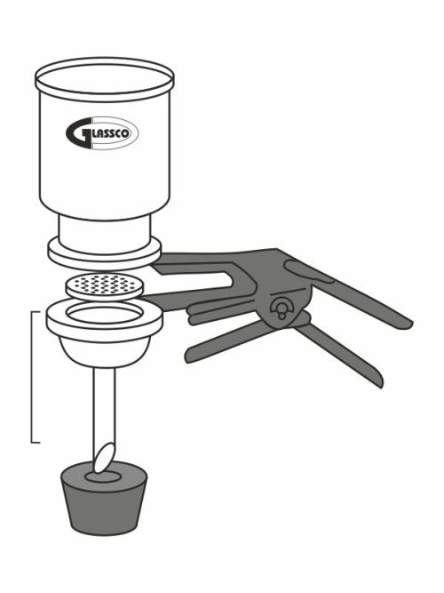 Glass filter holder with stainless steel screen 47mm