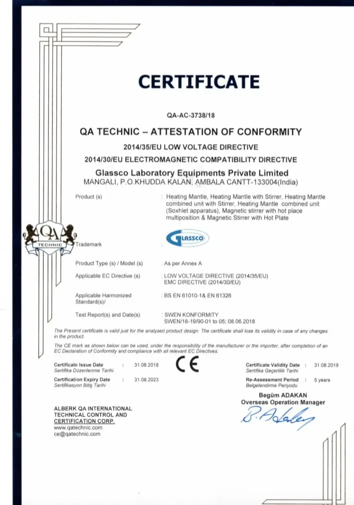 QA Technic Attestation of conformity